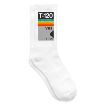Vintage T-120 VHS Video Cassette Retro Sticker - Tennis socks - white - Right