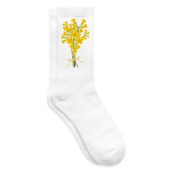 Schlüsselblumen Strauß–Frühlingshafte Illustration - Tennissocken - Weiß - Rechts