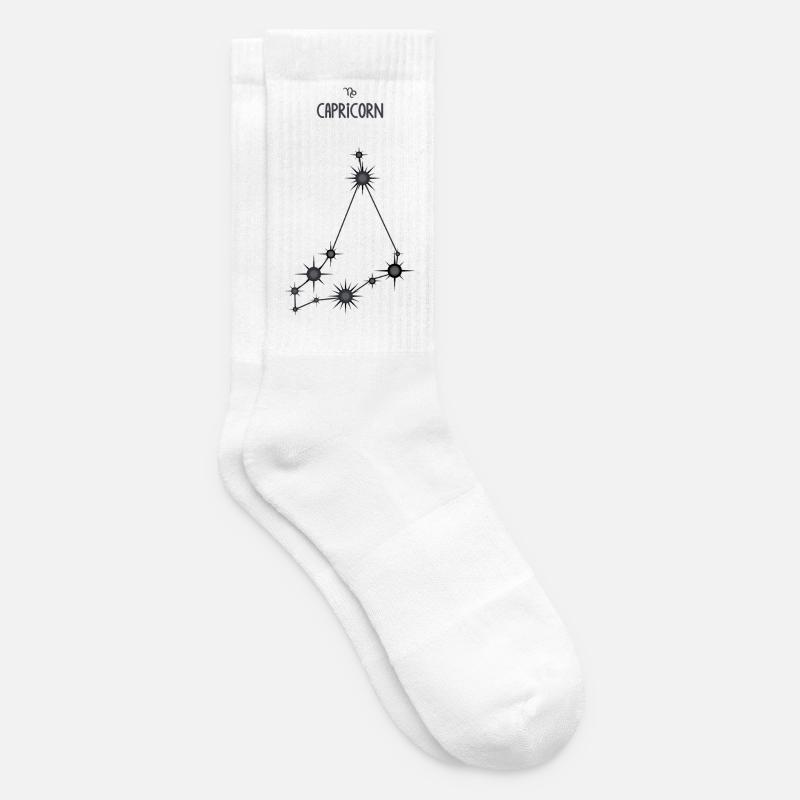 Steinbock Sternzeichen Sternbild Schwarz & Grau - Tennissocken - Weiß