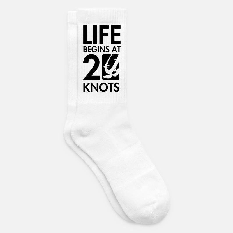 Windsurfen, das Leben beginnt bei 20knt - Tennissocken - Weiß