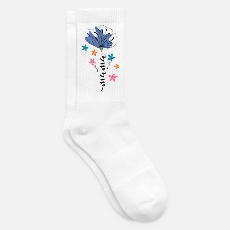 Mama – Blumen Design 🌸💙 - Tennissocken - Weiß