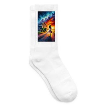 Stormy Crepuscular Cloud Reading - Tennis socks - white - Right