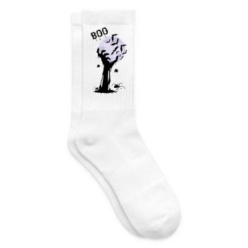Moonlit night bats over creepy tree - Tennis socks - white - Right