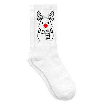 Mignon renne au nez rouge | Rudolph - Chaussettes de tennis - blanc - Droite