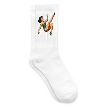 Pole Dance Poledancerin schwarzhaarig Retro 50er - Tennissocken - Weiß - Rechts