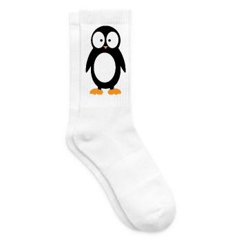 Funny Penguin with Big Eyes Minimalist - Tennis socks - white - Right