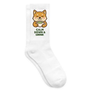 Shiba Tee Ruhig Trinken - Tennissocken - Weiß - Rechts