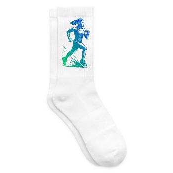Minimalistisches Running Motiv - Tennissocken - Weiß - Rechts