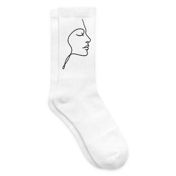 Silhouette du visage de la ligne - Chaussettes de tennis - blanc - Droite