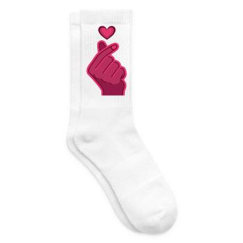 Kpop Finger Heart Korean Pop Cute Love Korea Music - Tennis socks - white - Right