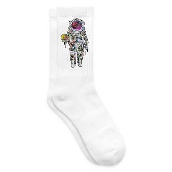 Space Astronaut Scribble Painting Planet - Tennis socks - white - Right