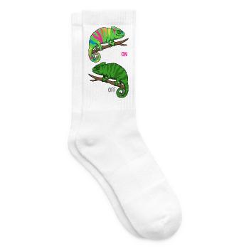 Chameleon On Chameleon Off Funny Reptile Design - Tennis socks - white - Right