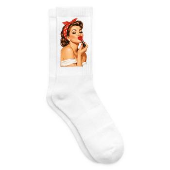Pin-Up Girl Style rétro vintage : lèvres rouges qui embrassent - Chaussettes de tennis - blanc - Droite