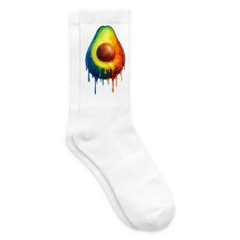 Avocado with a colorful gradient - Tennis socks - white - Right