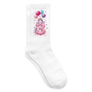 3 Jahre Mädchen Süßes Einhorn 3. Geburtstag - Tennissocken - Weiß - Rechts