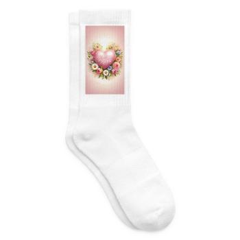 Best Mum Herz mit Blumenkranz - Tennissocken - Weiß - Rechts