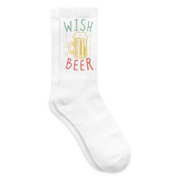Beer Wish You Were  – Funny Beer Pun - Tennis socks - white - Right