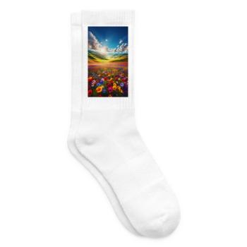 Rainbow meadow in sunlight - Tennis socks - white - Right