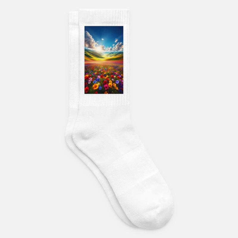 Regenbogenwiese im Sonnenlicht - Tennissocken - Weiß