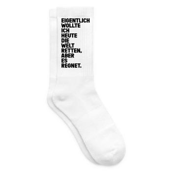 Welt Retten Aber Es Regnet Spruch - Tennissocken - Weiß - Rechts
