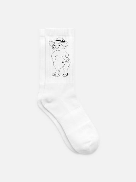Schwein von hinten - Tennissocken - Weiß
