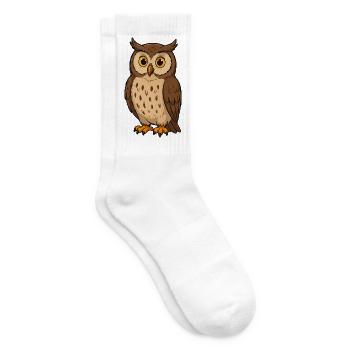 Cute Owl Illustration - Tennis socks - white - Right