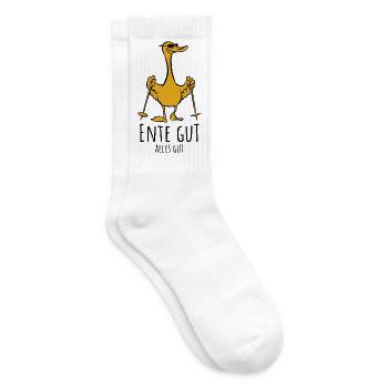 Ente gut alles gut | Stockente Nordic Walking - Tennissocken - Weiß - Rechts