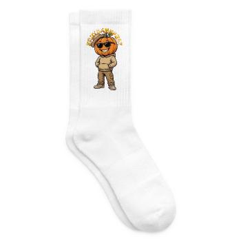 Thanksgiving Cool, Casual Pumpkin in Street Style - Tennis socks - white - Right