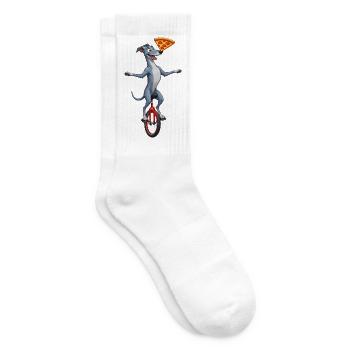 Windhund-Einrad-Pizza-Balance-Design - Tennissocken - Weiß - Rechts