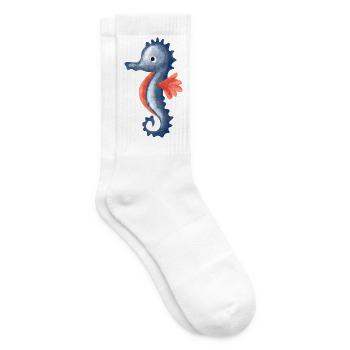Wasserfarbenes Seepferdchen Cartoon - Tennissocken - Weiß - Rechts