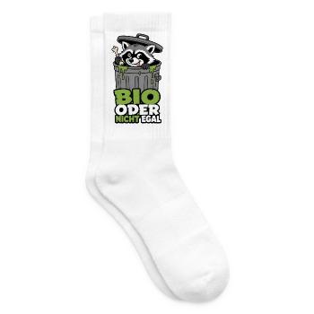 Bio oder nicht egal – Waschbär Mülltonne Shirt - Tennissocken - Weiß - Rechts
