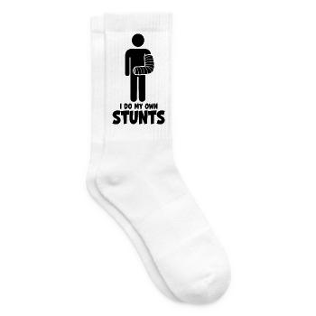 Ich mache meine Stunts selbst. Gute Besserung für  - Tennissocken - Weiß - Rechts