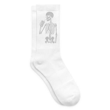 Skelett, das Strohhalm schlürft, Kunst - Tennissocken - Weiß - Rechts