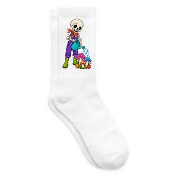 Skelett Gärtner im Pilzgarten - Tennissocken - Weiß - Rechts