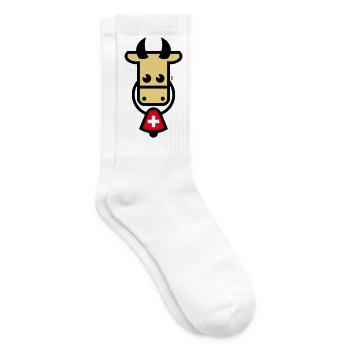 Schweizer Kuh Mit Glocke (Schweiz / Fahne / 3C) - Tennissocken - Weiß - Rechts