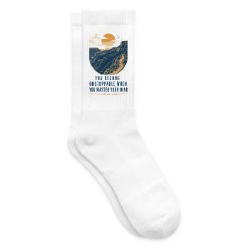 Motivational Quote – Motivation & Mindset - Tennissocken - Weiß - Rechts