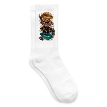 Glamouröse Lippenkaskade - Tennissocken - Weiß - Rechts