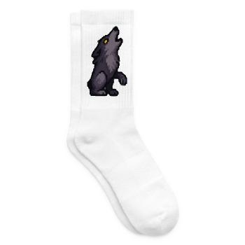 Mondwolf-Silhouette in Dunkler Palette - Tennissocken - Weiß - Rechts