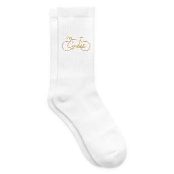Cyclist Gold Script Bike Line Art Lettering Design - Tennissocken - Weiß - Rechts