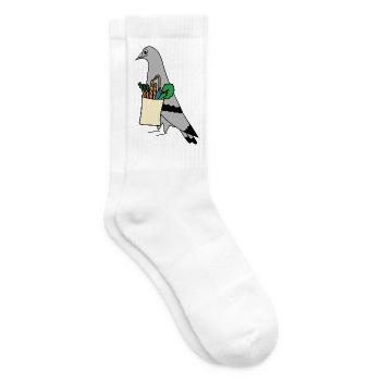Pigeon Grocery Bag – Urban Minimal Illustration - Tennissocken - Weiß - Rechts