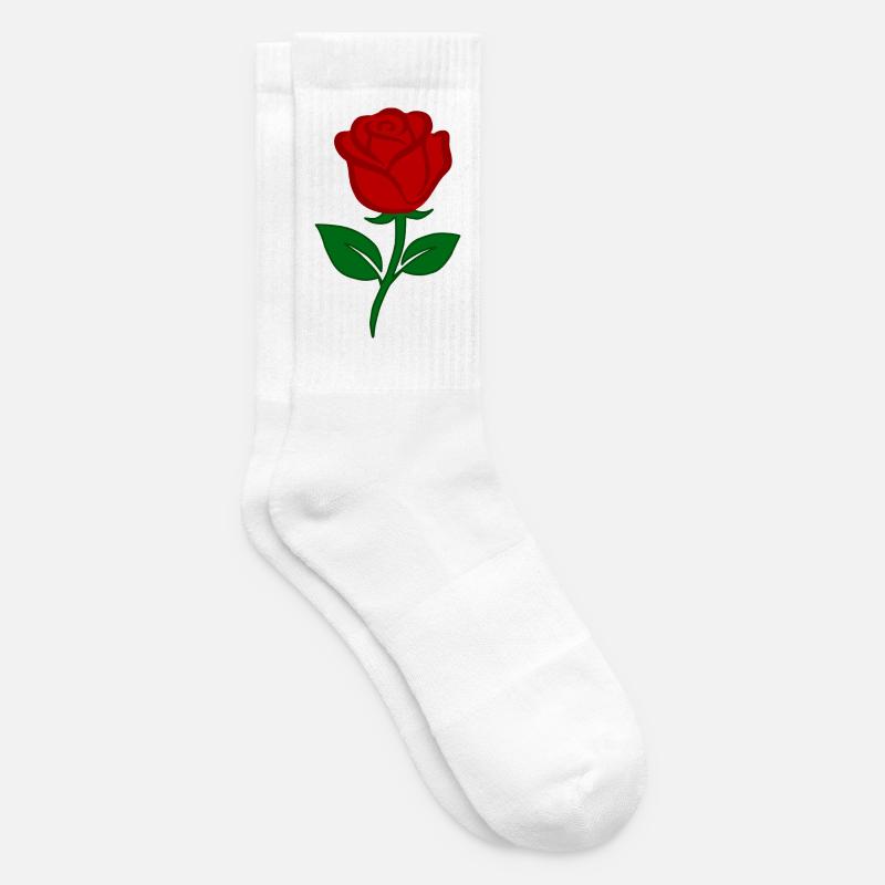 Rote Rose - Tennissocken - Weiß
