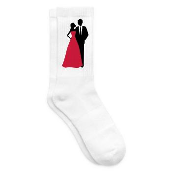 Couples de mariage, jeune mariée, marié - Chaussettes de tennis - blanc - Droite