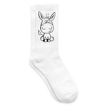 Eselchen Comic Tier - Tiere - Esel - Tennissocken - Weiß - Rechts