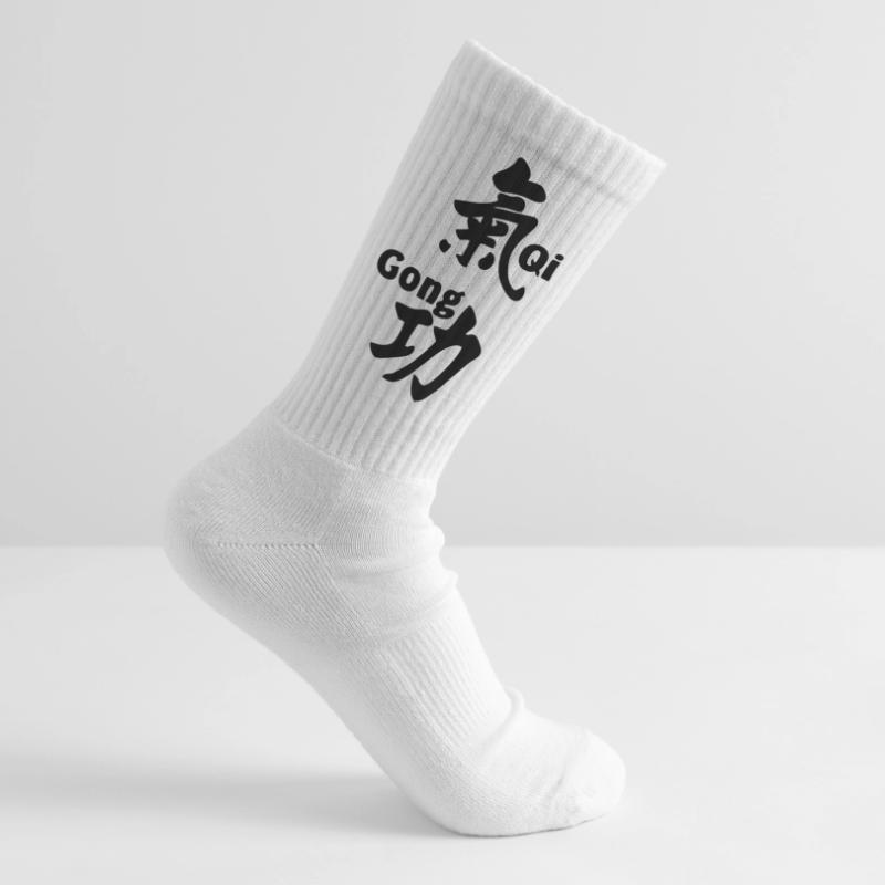 QI gong script with text vertical Tennis socks