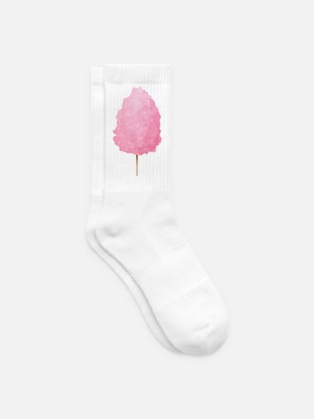 flauschige rosafarbene Zuckerwatte - Tennissocken - Weiß