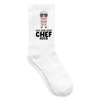 Chef Spruch Anführer Schaf Motiv - Tennissocken - Weiß - Rechts
