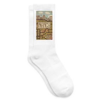Nancy Cityscape Retro Map Typography - Tennis socks - white - Right