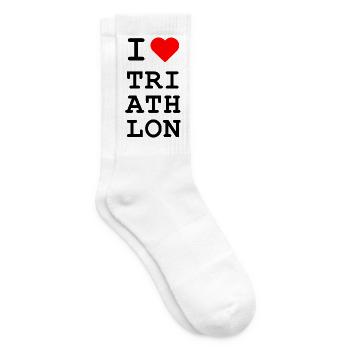 Ich liebe Triathlon - Ikonisches Herz Design - Tennissocken - Weiß - Rechts