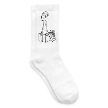 Weihnachts-Giraffe mit Geschenken Illustration - Tennissocken - Weiß - Rechts