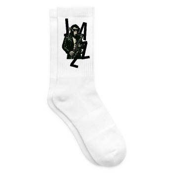 Saxophone Monkey in Leather - Tennis socks - white - Right